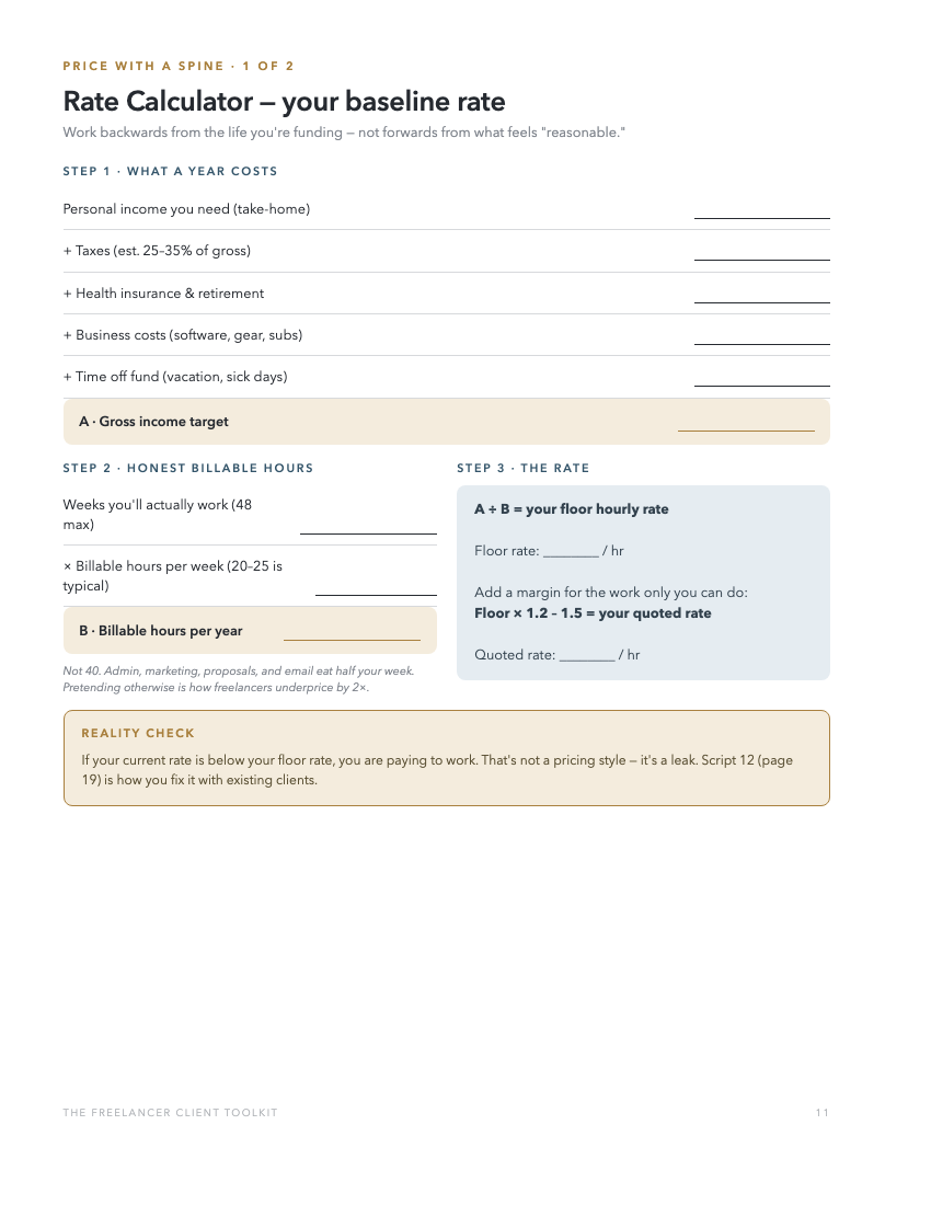 Rate calculator worksheet