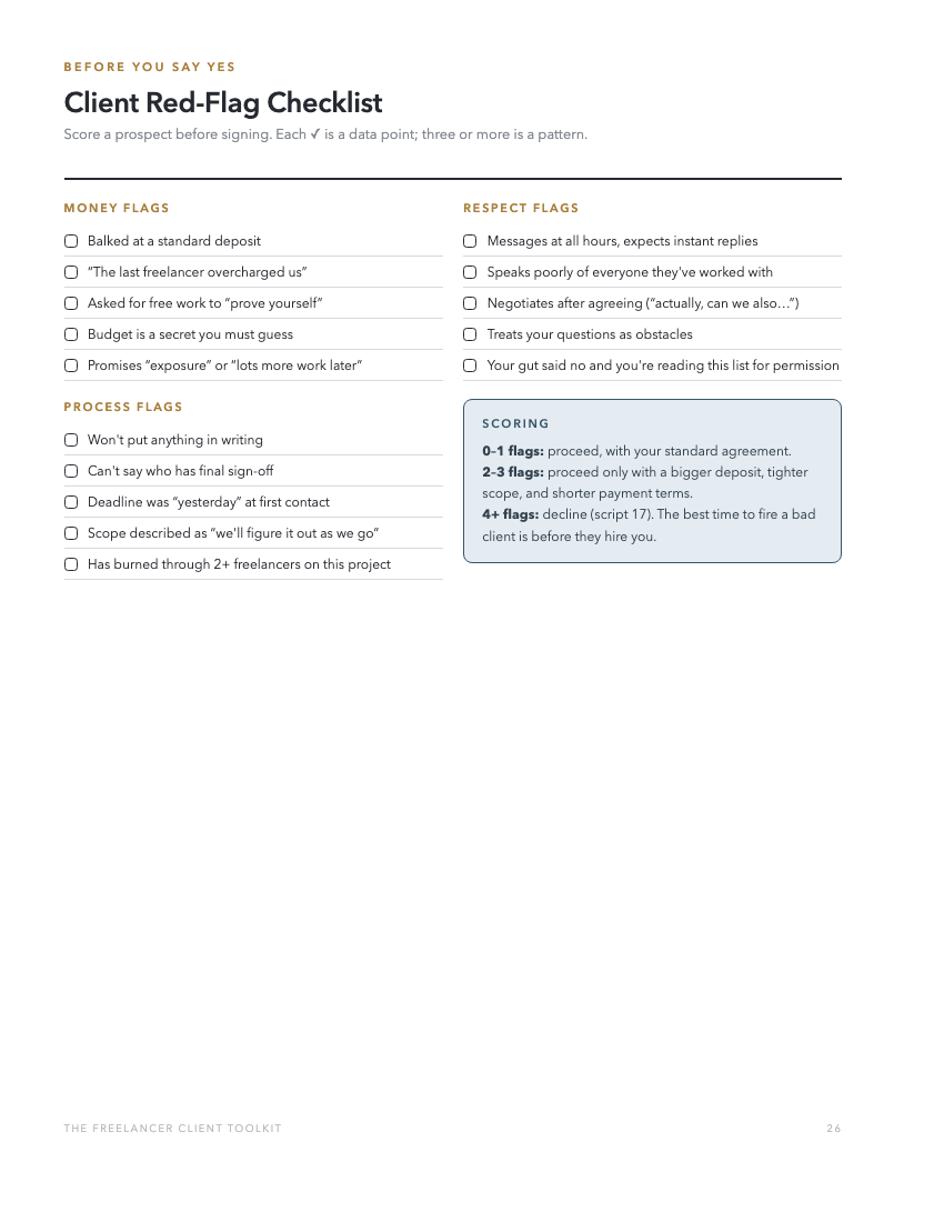 Client red-flag checklist